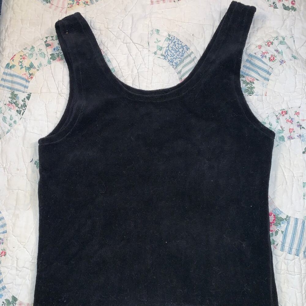 VINTAGE 80’s STIRLING COOPER BLACK VELOUR CROP TOP OSFA MADE IN BRITAIN